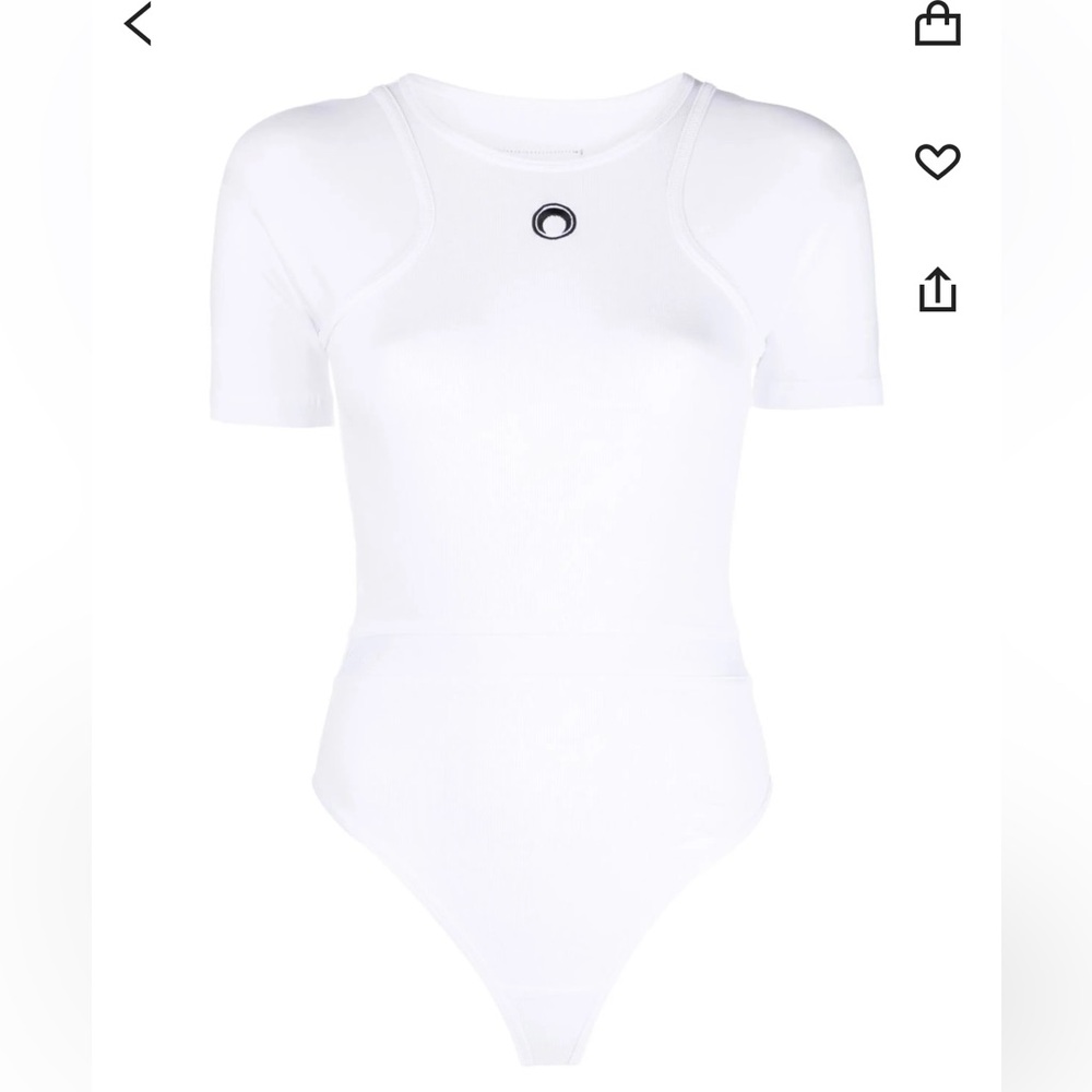Marine Serre Logo-Print Organic Cotton Bodysuit – White – Size S